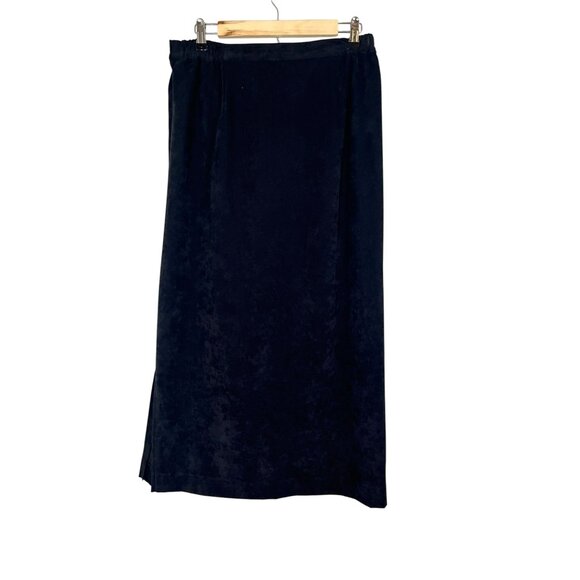Retro Suede Maxi Skirt Black L Classic Festive Holiday Preppy Boho Western 80s - Picture 1 of 9